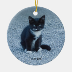 Specialiseer Tuxedo black en white kitten Keramisch Ornament