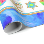 Specialiseer Vakantiepaneel voor Vakanties Cadeaupapier<br><div class="desc">HAPPY HANUKKAH Holiday stijl Verpakkingspapier met Chanoekatsymbolen: Menorah, Dreidel, Magen David en de gouden "Happy Hanukkah"-tekst. PERSONALISEERDE CASSIEF VAN DE KLANT! Vakantiepapier perfect voor feestelijk gebruik tijdens het seizoen. . Uniek Hanukkah pakpapier voor je cadeautjes! Kan gepersonaliseerd worden met jouw tekst, uw favoriete afbeelding of geheugen. Een glimlach op je...</div>