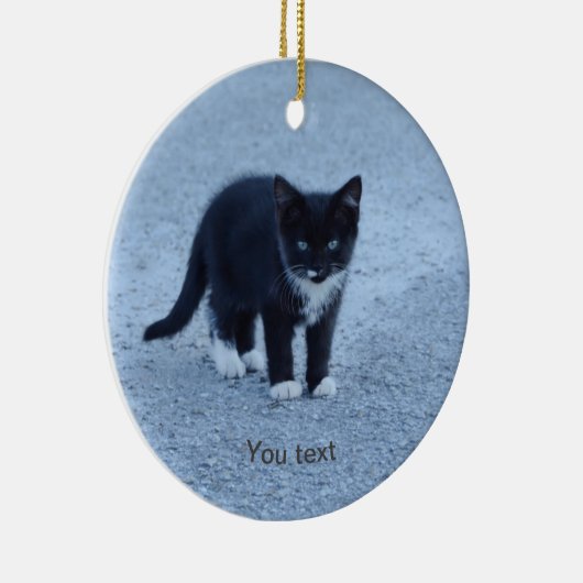 Specialiseer zwarte en witte Tuxedo kitten Keramisch Ornament (Rechts)