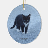 Specialiseer zwarte en witte Tuxedo kitten Keramisch Ornament (Links)