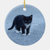 Specialiseer zwarte en witte Tuxedo kitten Keramisch Ornament (Achterkant)