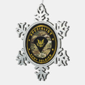 Specialist Army Soldaat Tin Sneeuwvlok Ornament (Rechts)
