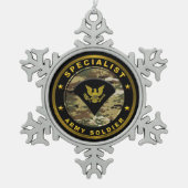 Specialist Army Soldaat Tin Sneeuwvlok Ornament (Voorkant)