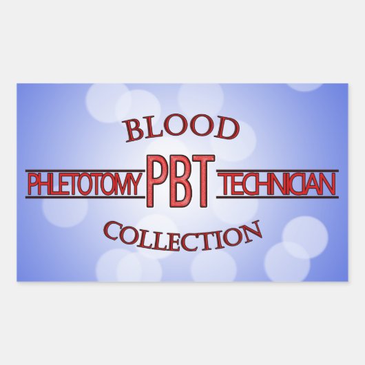 SPECIALIST PBT PHLEBOTOMY TECH BLOED COLLECTIE RECHTHOEKIGE STICKER (Voorkant)