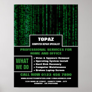 Specialist voor computerreparatie op het gegevenss poster