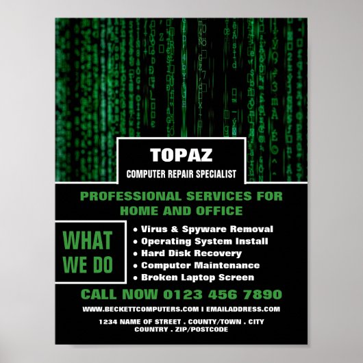 Specialist voor computerreparatie op het gegevenss poster (Voorkant)