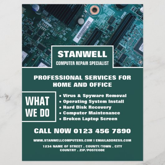 Specialist voor computerreparatie op moederbord Ad Flyer (Voorkant)