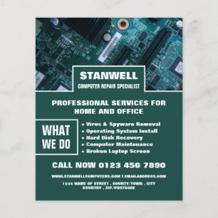 Specialist voor computerreparatie op moederbord Ad Flyer