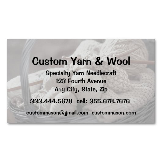 Specialty Yarn Needlecraft Custom Wool Shop Magnetisch Visitekaartje (Voorkant)