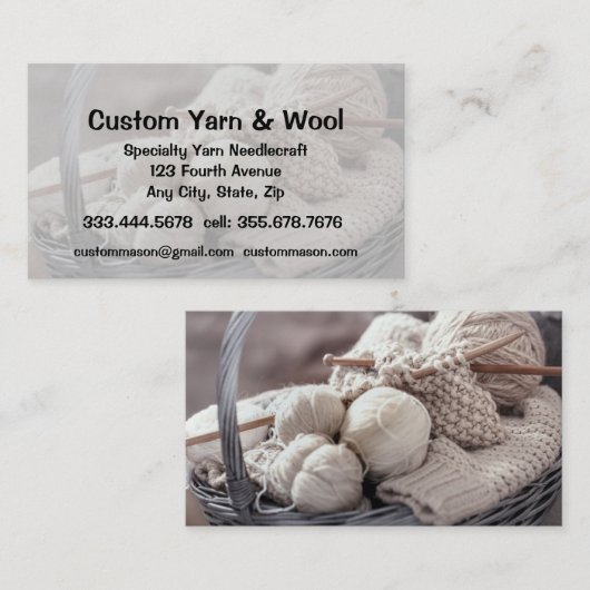 Specialty Yarn Needlecraft Custom Wool Shop Visitekaartje (Voorkant / Achterkant)