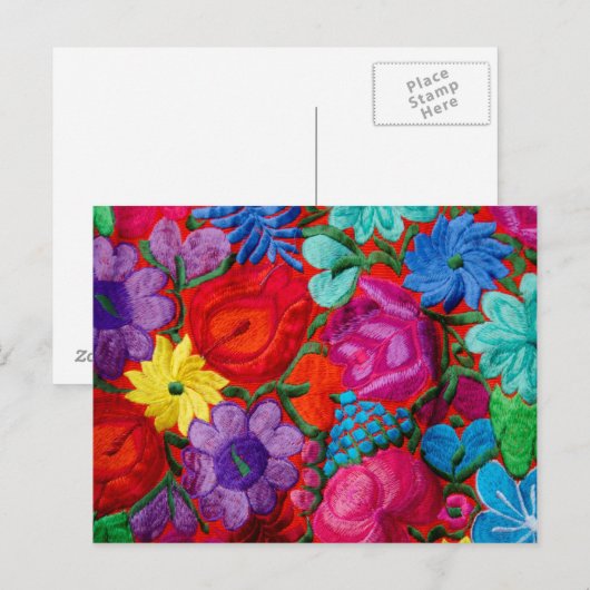 Specificatie van de traditionele borduurbloementee briefkaart (Voorkant / Achterkant)