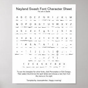 Specificaties voor waslettertype voor nayland Zazz Poster