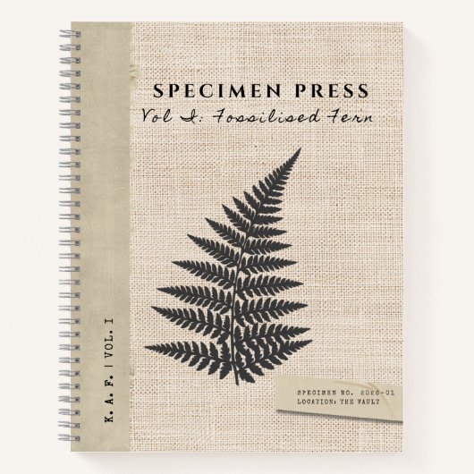 Specimen Press: Fossil Fern Linen Look Organic Notitieboek (Voorkant)
