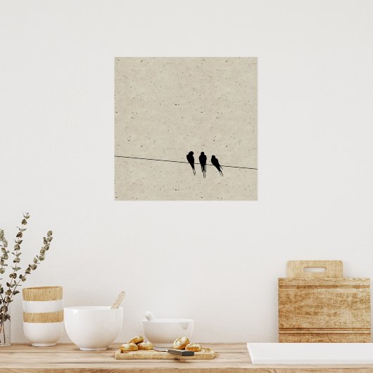 Speckle Blackbirds Silhouette on Wire Poster (Keuken)