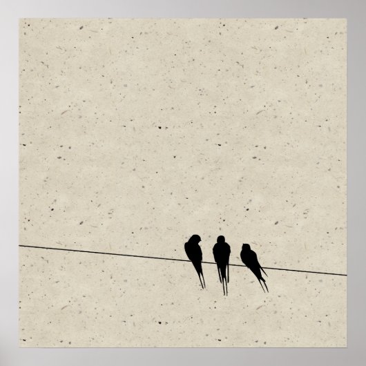 Speckle Blackbirds Silhouette on Wire Poster (Voorkant)