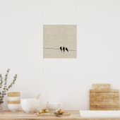 Speckle Blackbirds Silhouette on Wire Poster (Keuken)