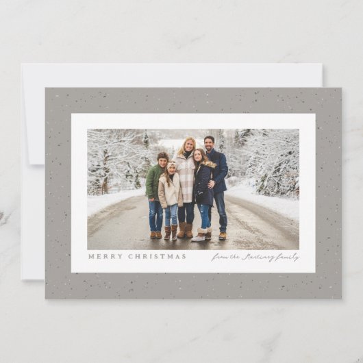 Speckle lijst eenvoudige neutrale grijze kerstfoto feestdagenkaart (Voorkant)