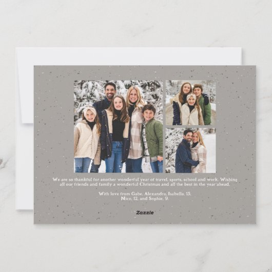 Speckle lijst eenvoudige neutrale grijze kerstfoto feestdagenkaart (Achterkant)