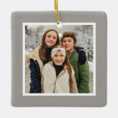 Speckle lijst eenvoudige neutrale kerstfoto keramisch ornament (Voorkant)