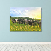 Speckle Park vee onder regendouche, zonsondergang  Canvas Afdruk (Insitu (Houten vloer))