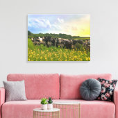 Speckle Park vee onder regendouche, zonsondergang  Canvas Afdruk (Insitu (Woonkamer))