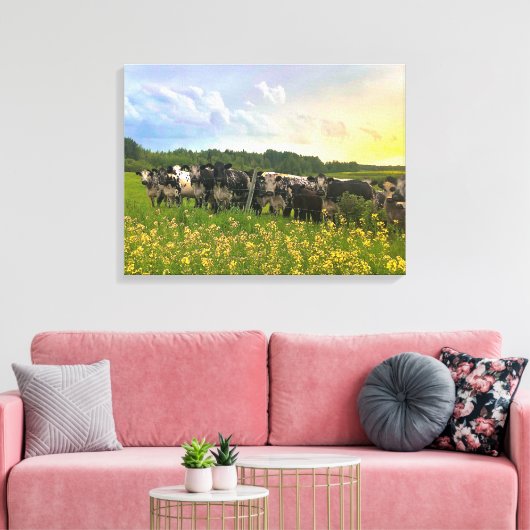 Speckle Park vee onder regendouche, zonsondergang  Canvas Afdruk (Insitu (Woonkamer))