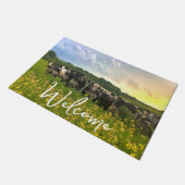 Speckle Park vee onder regendouche, zonsondergang Deurmat (Schuin)