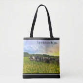 Speckle Park vee onder regendouche, zonsondergang  Tote Bag (Voorkant)