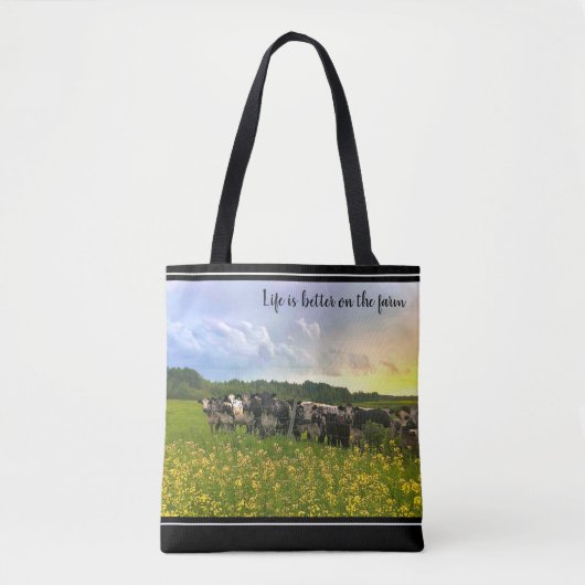 Speckle Park vee onder regendouche, zonsondergang Tote Bag (Voorkant)