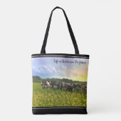 Speckle Park vee onder regendouche, zonsondergang Tote Bag (Achterkant)