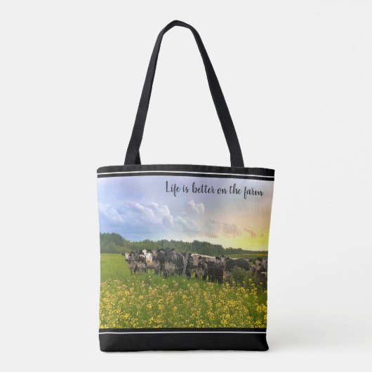 Speckle Park vee onder regendouche, zonsondergang  Tote Bag (Achterkant)