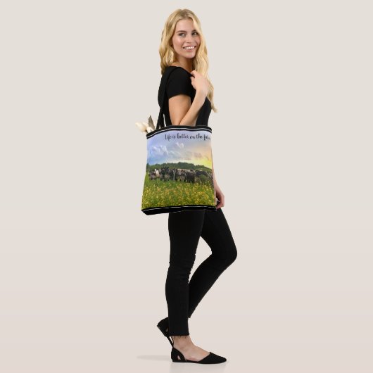 Speckle Park vee onder regendouche, zonsondergang Tote Bag (Op model)