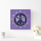 Speckled 3 Peace Sign Clock Vierkante Klok (Huis)