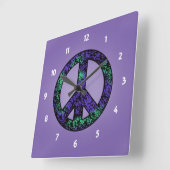 Speckled 3 Peace Sign Clock Vierkante Klok (Hoek)