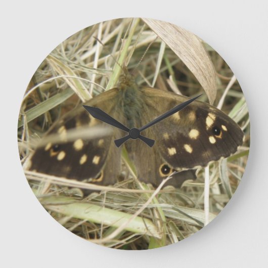 Speckled Wood Butterfly Wall Clock Grote Klok (Voorkant)