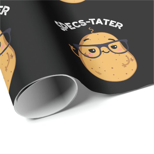 Spect-tater Funny Potato Spectacle Pun Dark BG Cadeaupapier (Rol Hoek)