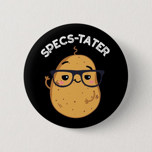 Spect-tater Funny Potato Spectacle Pun Dark BG Ronde Button 5,7 Cm (Voorkant)