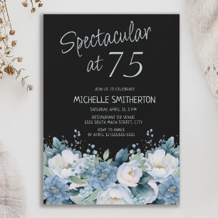 Spectaculair 75 Stof Blauw Wit Bloem Motief Zwart Kaart