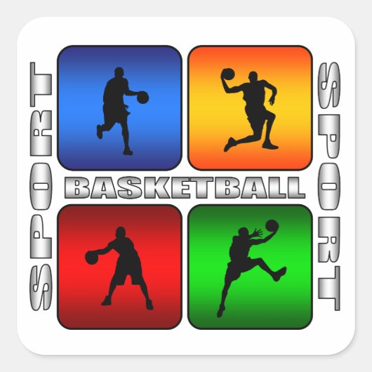 Spectaculair basketbal vierkante sticker (Voorkant)
