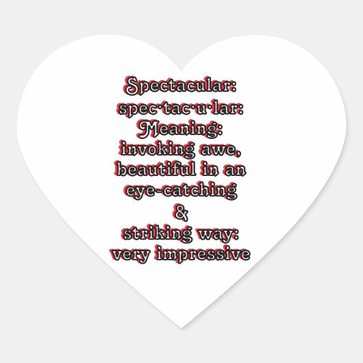 Spectaculair: Definitie spec·tac·u·lar Hart Sticker (Voorkant)