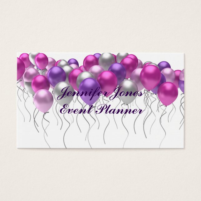 Spectaculair gekleurde ballonnen visitekaartje (Voorkant)