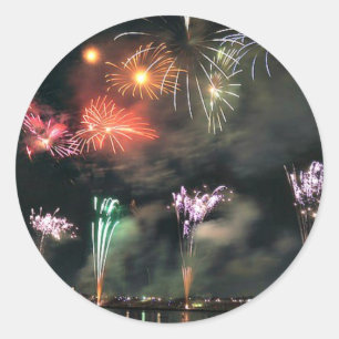 Spectaculair vuurwerk ronde sticker