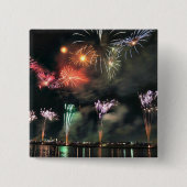 Spectaculair vuurwerk vierkante button 5,1 cm (Voorkant)