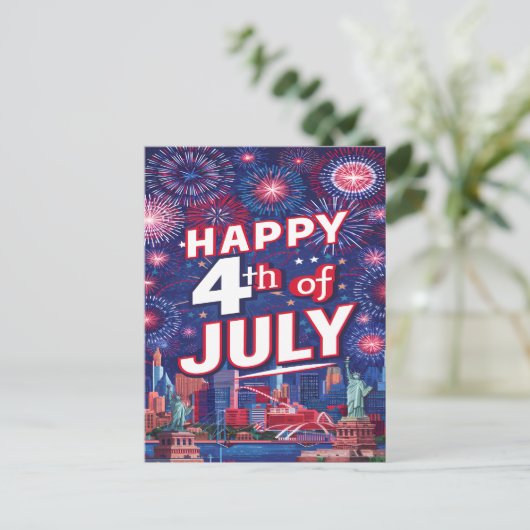 Spectaculaire 4 juli Vuurwerkviering Feestdagenkaart (Staand voorkant)