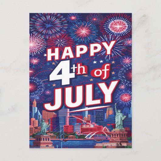 Spectaculaire 4 juli Vuurwerkviering Feestdagenkaart (Voorkant)
