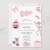 Spectaculaire eerste verjaardag roze Halloween Kaart (Voorkant)