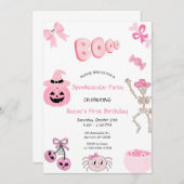 Spectaculaire eerste verjaardag roze Halloween Kaart (Voorkant / Achterkant)