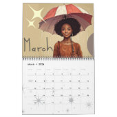Spectaculaire en prachtige Waterverf paraplu meisj Kalender (Mar 2026)