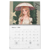 Spectaculaire en prachtige Waterverf paraplu meisj Kalender (Feb 2026)
