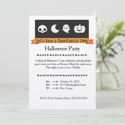 Spectaculaire Halloween-uitnodiging Kaart (Staand voorkant)